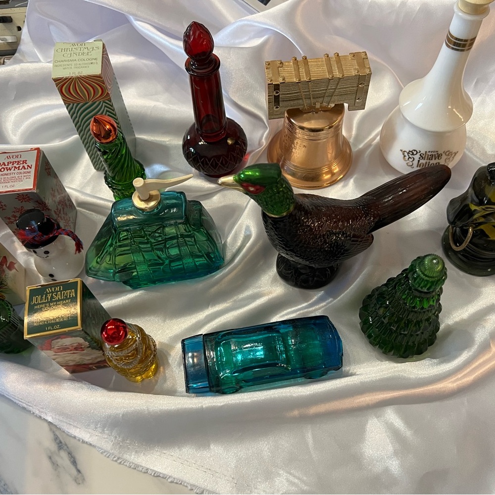 Vintage Avon Glass Bottle Collection. Includes 12 items as seen in photos
